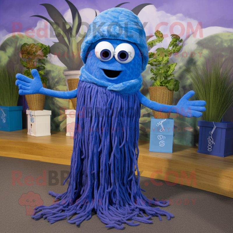 Blue Spaghetti mascot costume character dressed with a Flare Jeans and Wraps Blue Spaghetti mascot costume character dressed with a Flare Jeans and Wraps