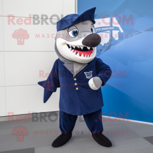 Navy Shark maskot kostume...