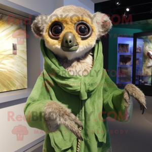 Olive Lemur maskot kostume...