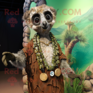 Olive Lemur maskot kostume...