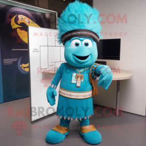 Cyan Chief mascotte kostuum...