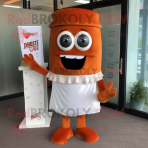 Rust Wedding Cake mascot costume character dressed with a Dress Pants and Scarves