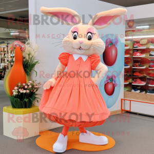 Peach Rabbit maskot kostym...