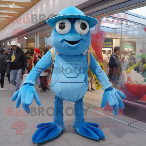 Cyan Crab maskot kostym...