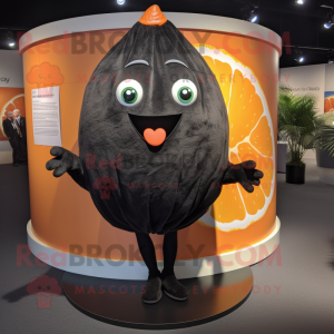 Black Grapefruit mascot costume character dressed with a Mini Skirt and Wraps