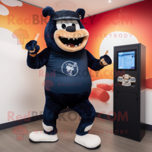 Navy Bbq Ribs mascot costume character dressed with a Leggings and Digital watches