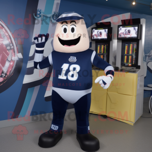 Navy Bbq Ribs mascot costume character dressed with a Leggings and Digital watches