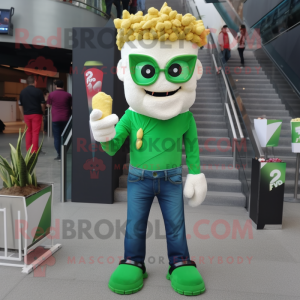 Grøn Pop Corn maskot...