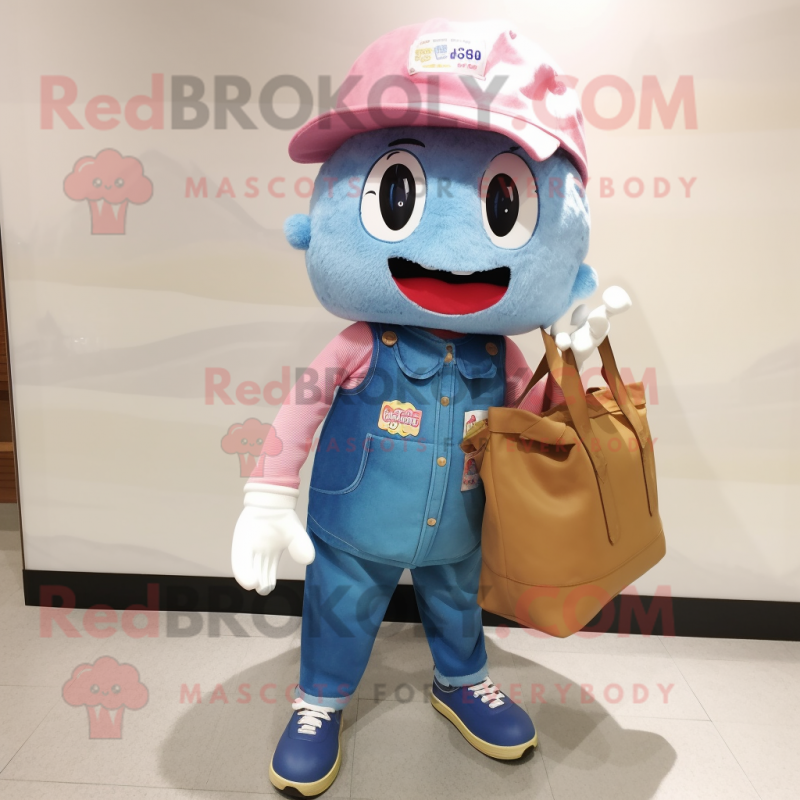 nan Candy mascot costume character dressed with a Jeans and Tote bags nan Candy mascot costume character dressed with a Jeans and Tote bags