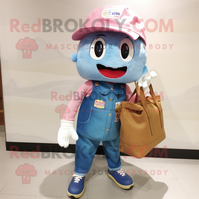 nan Candy mascot costume character dressed with a Jeans and Tote bags