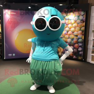 Teal Golf Ball maskot...