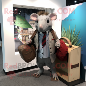 nan Armadillo mascot costume character dressed with a Suit Jacket and Briefcases