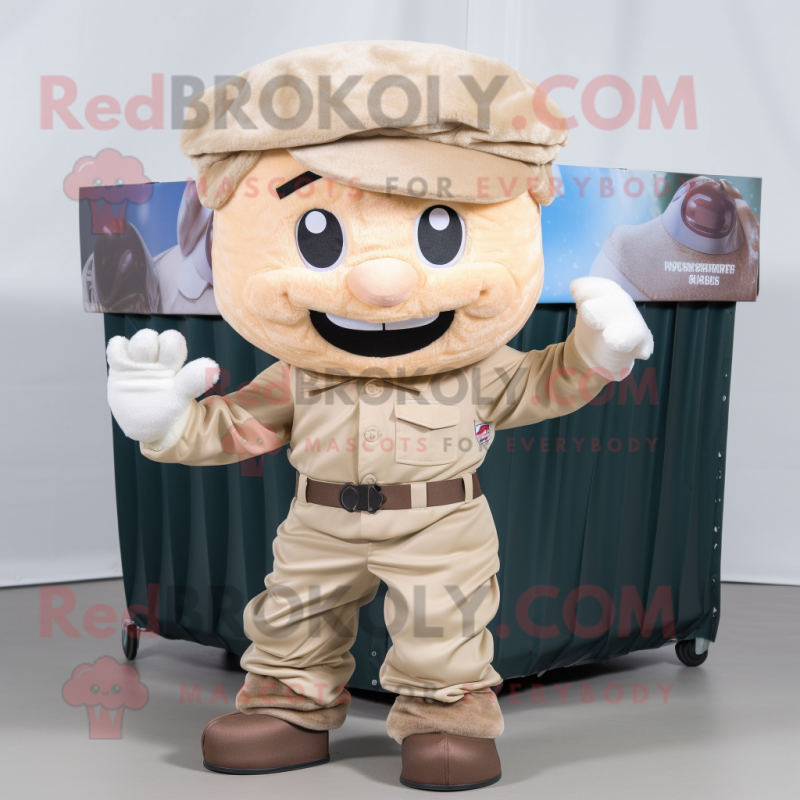 Beige Cupcake mascot costume character dressed with a Cargo Pants and Headbands