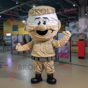 Beige Cupcake mascot costume character dressed with a Cargo Pants and Headbands