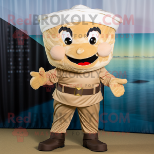Beige Cupcake mascot costume character dressed with a Cargo Pants and Headbands