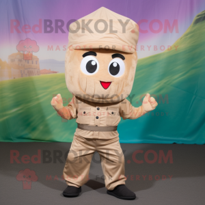 Beige Cupcake mascot costume character dressed with a Cargo Pants and Headbands