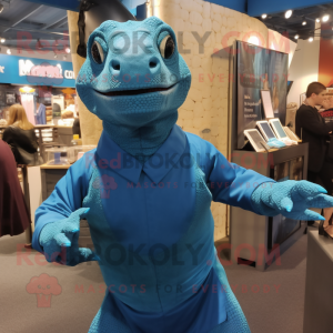 Blå Komodo-drage maskot...