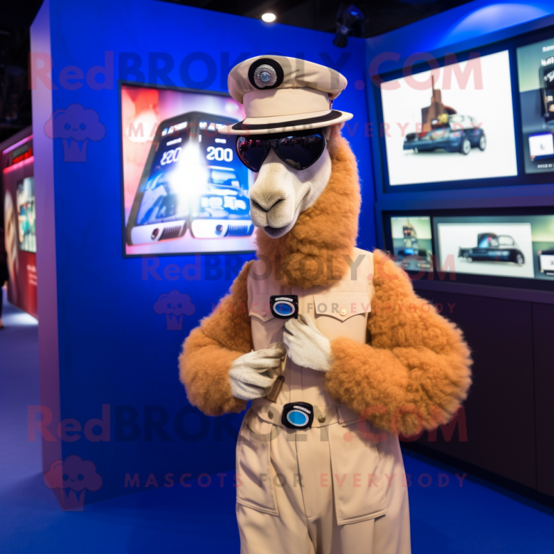 Navy Camel mascot costume character dressed with a Bikini and Digital watches Navy Camel mascot costume character dressed with a Bikini and Digital watches