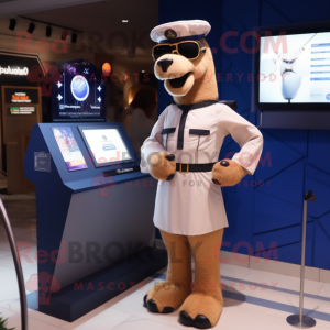 Navy Camel mascot costume character dressed with a Bikini and Digital watches