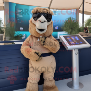 Navy Camel mascot costume character dressed with a Bikini and Digital watches