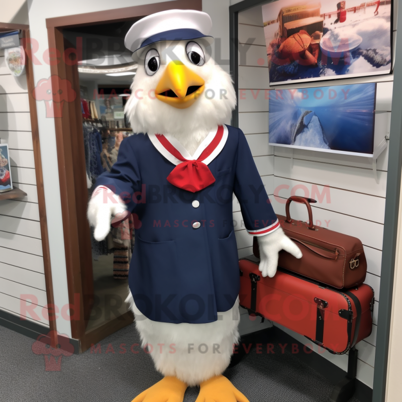 Navy Chicken Parmesan mascot costume character dressed with a Blouse and Briefcases