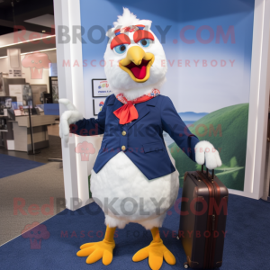 Navy Chicken Parmesan mascot costume character dressed with a Blouse and Briefcases