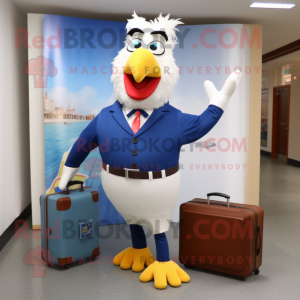 Navy Chicken Parmesan mascot costume character dressed with a Blouse and Briefcases