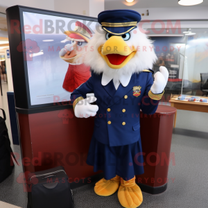 Navy Chicken Parmesan mascot costume character dressed with a Blouse and Briefcases