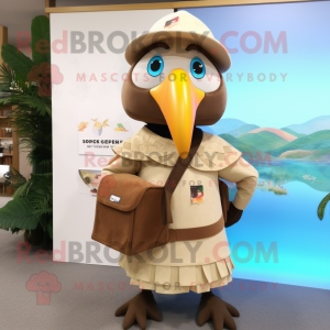 Beige Toucan maskot kostume...