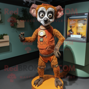 Rust Lemur mascot costume character dressed with a Playsuit and Wraps