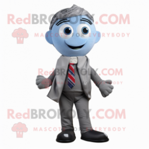 Gray Pho mascot costume character dressed with a Suit Jacket and Scarf clips