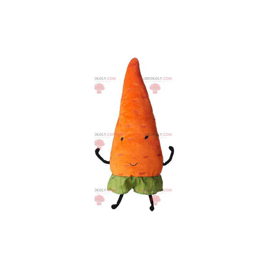 Mascotte di carota arancione gigante. Mascotte di verdure -