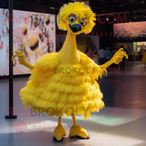 Gele struisvogel mascotte...