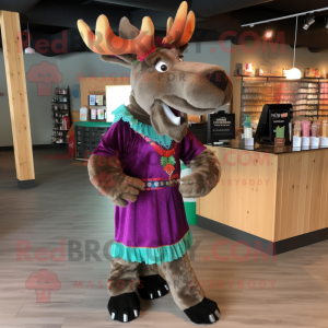 nan Moose mascot costume character dressed with a Cocktail Dress and Coin purses