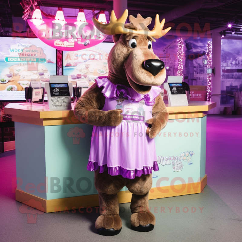 nan Moose mascot costume character dressed with a Cocktail Dress and Coin purses