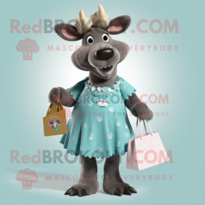 nan Moose mascot costume character dressed with a Cocktail Dress and Coin purses