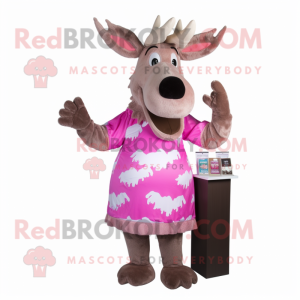 nan Moose mascot costume character dressed with a Cocktail Dress and Coin purses