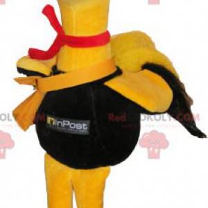 Reusachtige gele vogel mascotte gekleed als een zeeman -