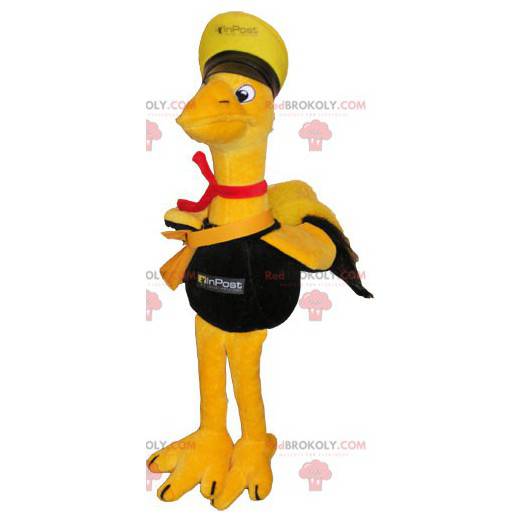 Mascota pájaro amarillo gigante vestida como un marinero -