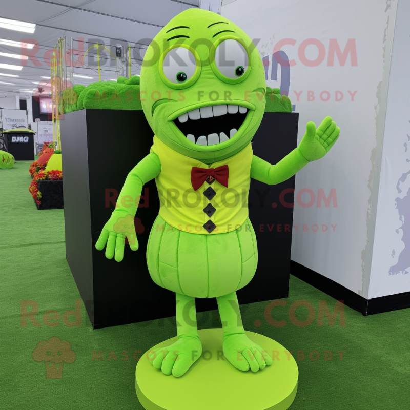 Lime Green Graveyard mascot costume character dressed with a Mini Skirt and Foot pads Lime Green Graveyard mascot costume character dressed with a Mini Skirt and Foot pads