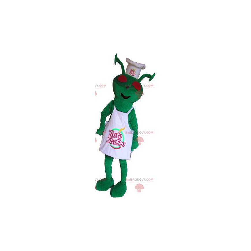 Alien mascot dressed in chef's outfit - Redbrokoly.com