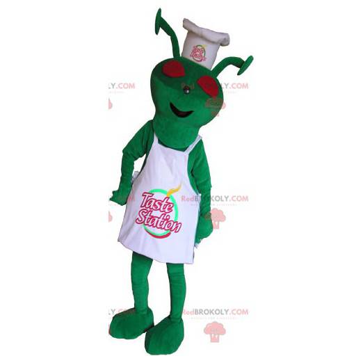 Mascotte d'extra-terrestre habillé en tenue de chef -