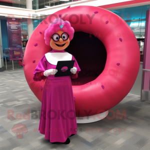 Magenta Donut maskot kostym...