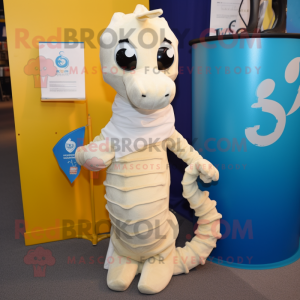 Cream Seahorse maskot...