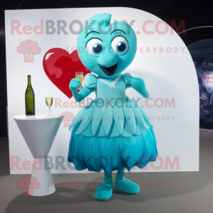 Cyan Heart mascotte kostuum...