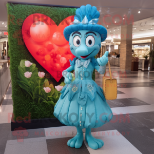 Cyan Heart mascotte kostuum...