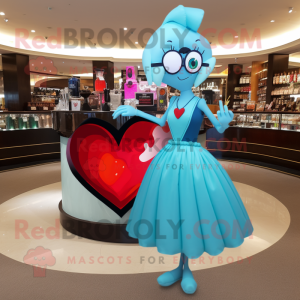 Cyan Heart maskot drakt...