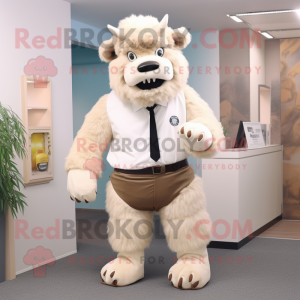 Cream Bison maskot kostym...