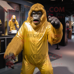 Guld Gorilla maskot kostume...