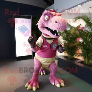 Rosa Iguanodon maskot drakt...
